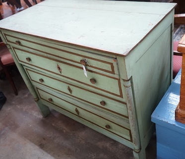 A 19th century French painted oak commode, width 112cm, depth 59cm, height 99cm